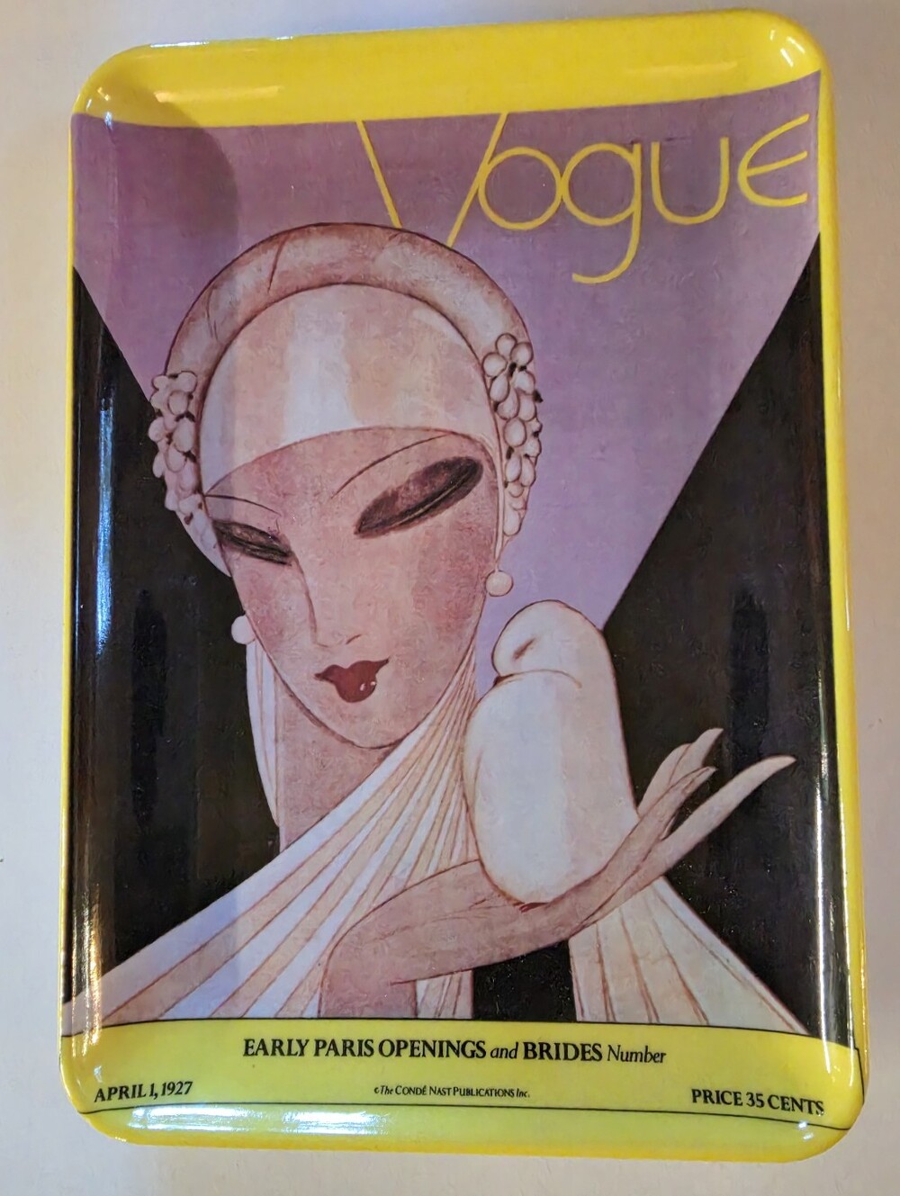 Vogue Yellow Accent Fashion Tin - Vintage Cover Art